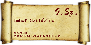 Imhof Szilárd névjegykártya